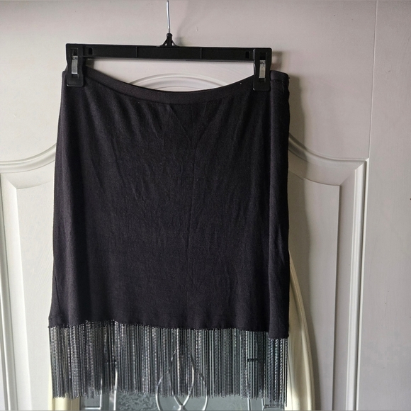 Silver Dagger Black Skirt with Metal Fringe Detail - Picture 2 of 5